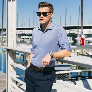 Mizzen + Main Blue Gingham Beckett Spinnaker Shirt